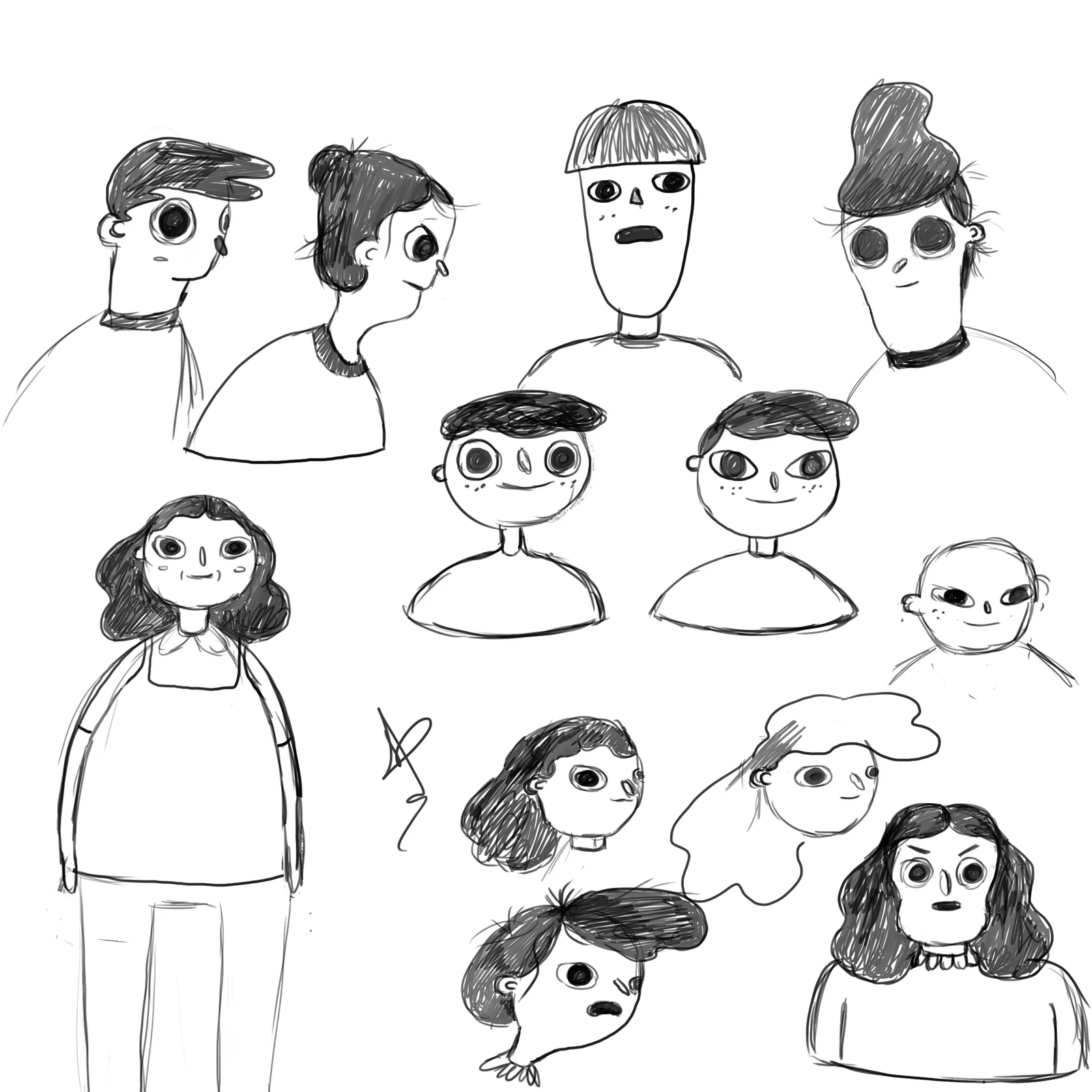 Early pencil studies exploring the cast of Tom Sóyer