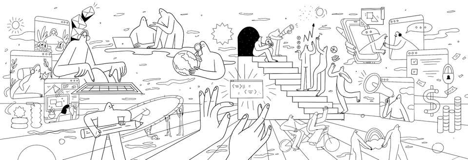 Line drawing for the Project panorama before colour