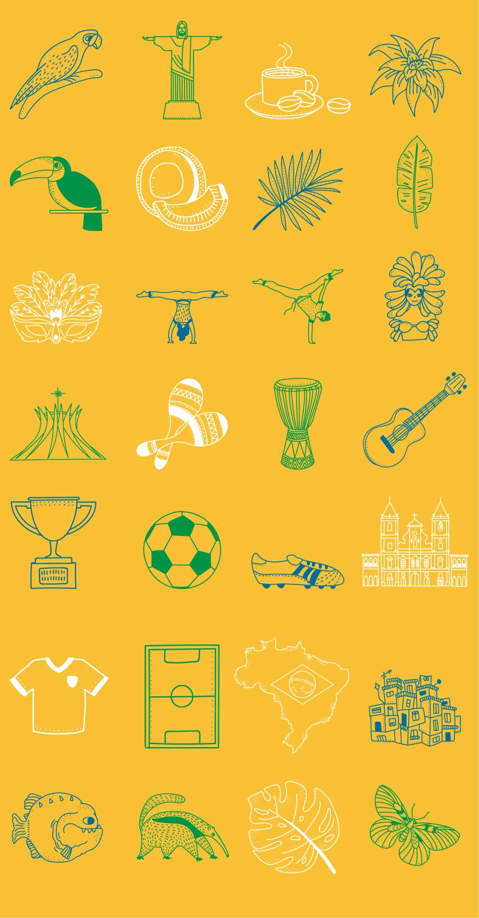 The set of icons created for Brazil, guest country