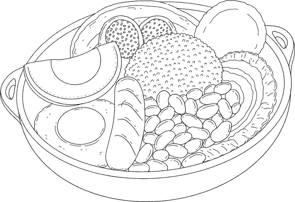 Line sketch: bandeja paisa