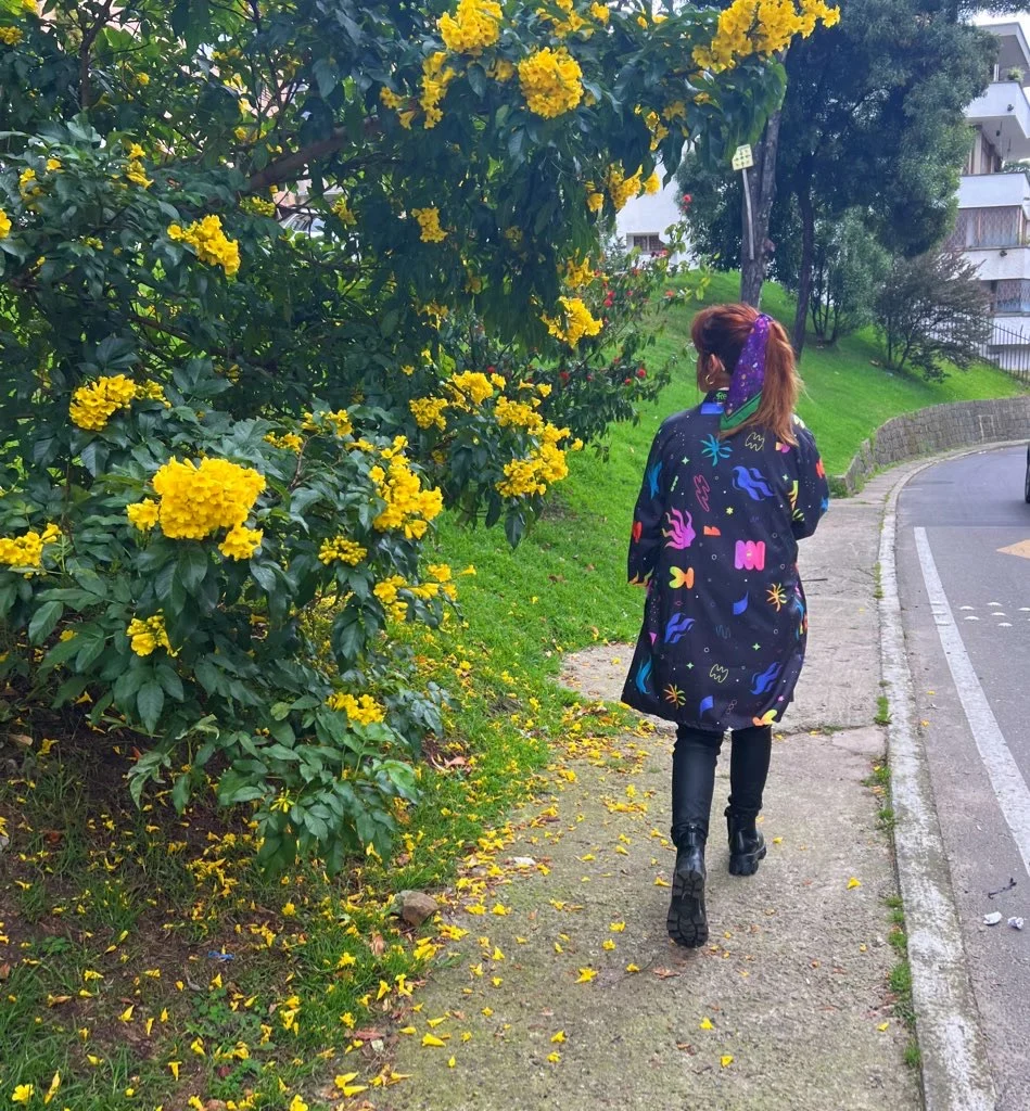 The Reserve Kimono worn outdoors, seen from behind