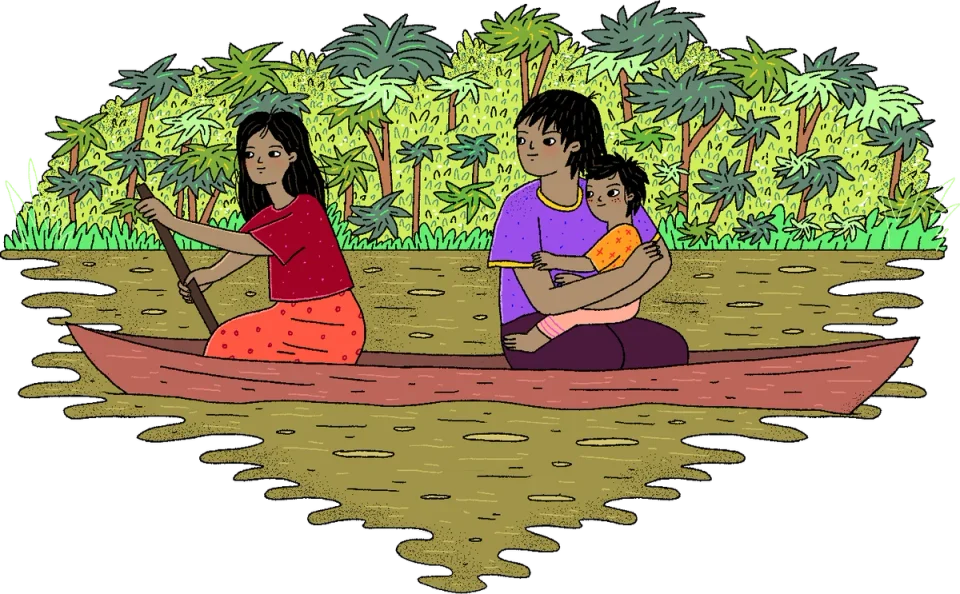 Canoeing Down the Amazon River, from the Canva Represents Colombia collection